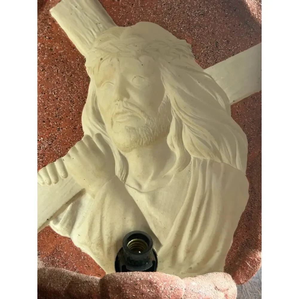 vintage Jesus Cross ceramic hologram night light lamp